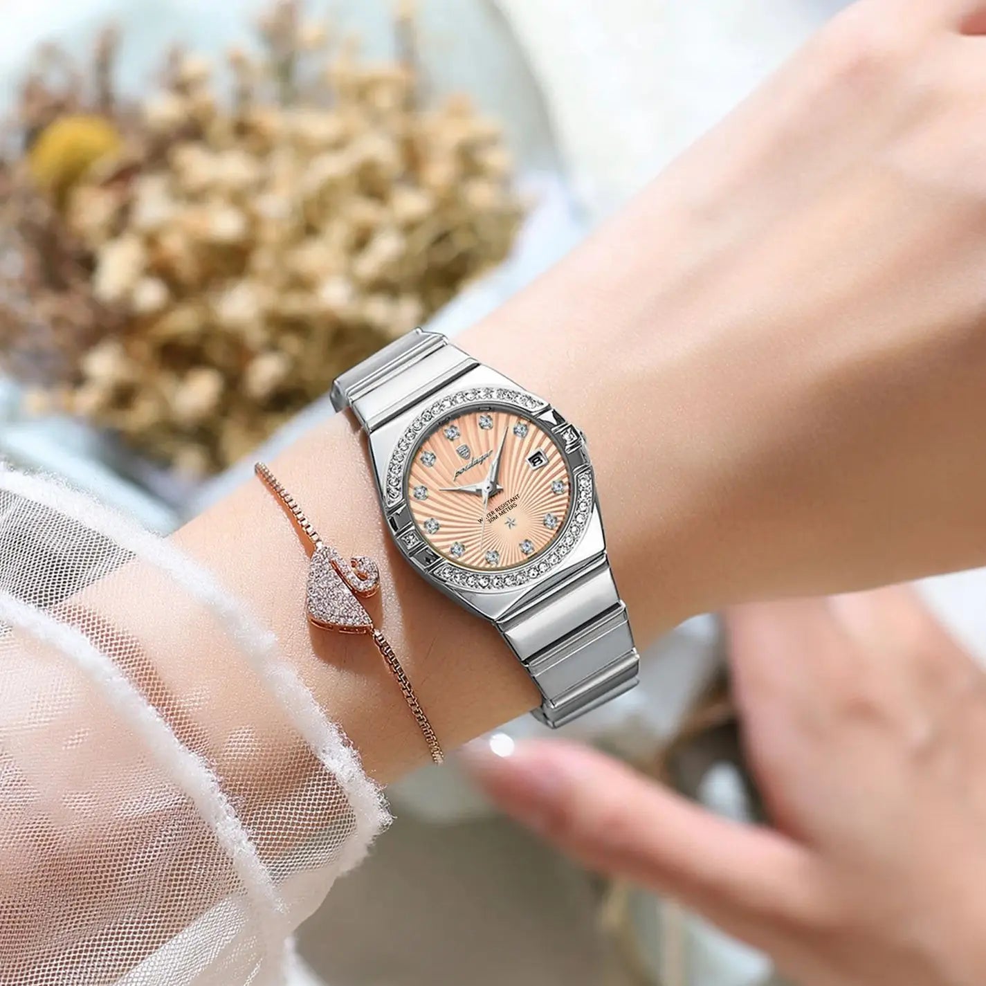 POEDAGAR Top Exquisite Woman Watch Waterproof Luminous Date Stainless Steel Watches For Ladies Elegant Quartz Women's Wristwatch