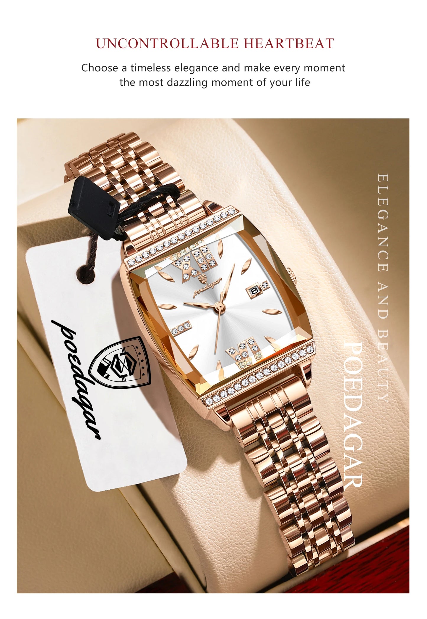 POEDAGAR Top Exquisite Woman Watches High Quality Date Fashion Waterproof Ladies Watch Stainless Steel Women's Quartz Wristwatch