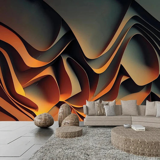 Custom Luxury Abstract Wave Mural 3D Wallpaper