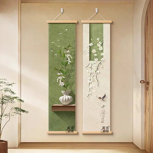 Zen Japanese Wall Hanging Tapestry – Vertical Canvas Art Decor
