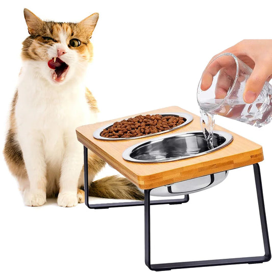 5° Tilted Elevated Pet Bowl – Stainless Steel Feeder for Cats and Puppies, Ergonomic Raised Dog Bowl
