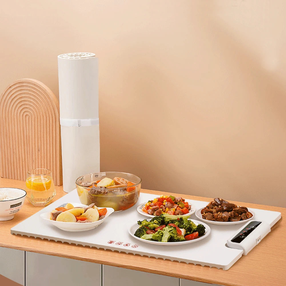 Food Electric Warming Tray Foldable Food Warmer Plate Fast Heating with Adjustable Temperature Control Keeps Food Warming