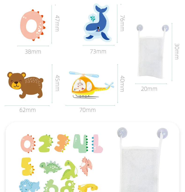 Baby Bath Toys Fun Foam Animals Floating Water Toy Traffic Early Educational Learning Gift for Kids Toddlers Bathtub Play Set