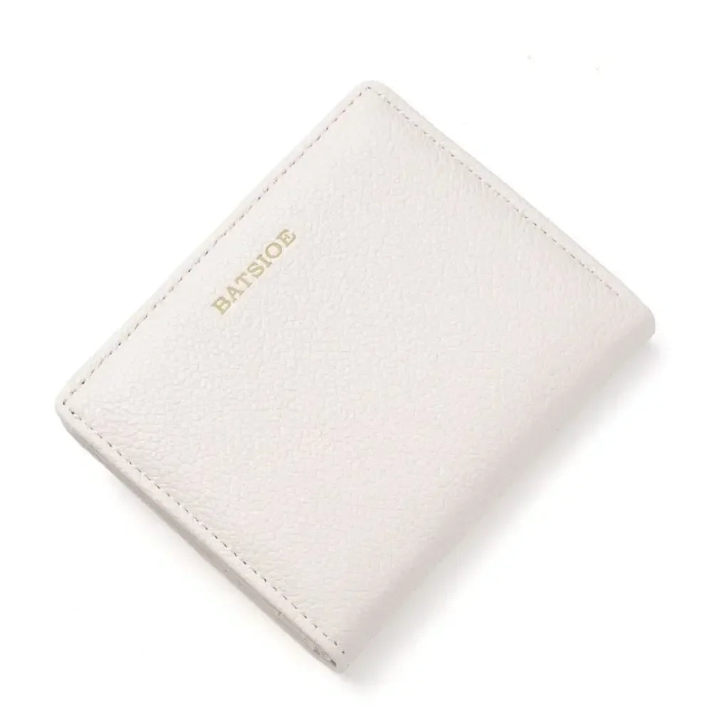 Fashion PU Leather Short Wallet Large Capacity Solid Color Card Holder Thin Women's Handbag Student Men Small Purse Mini Clutch