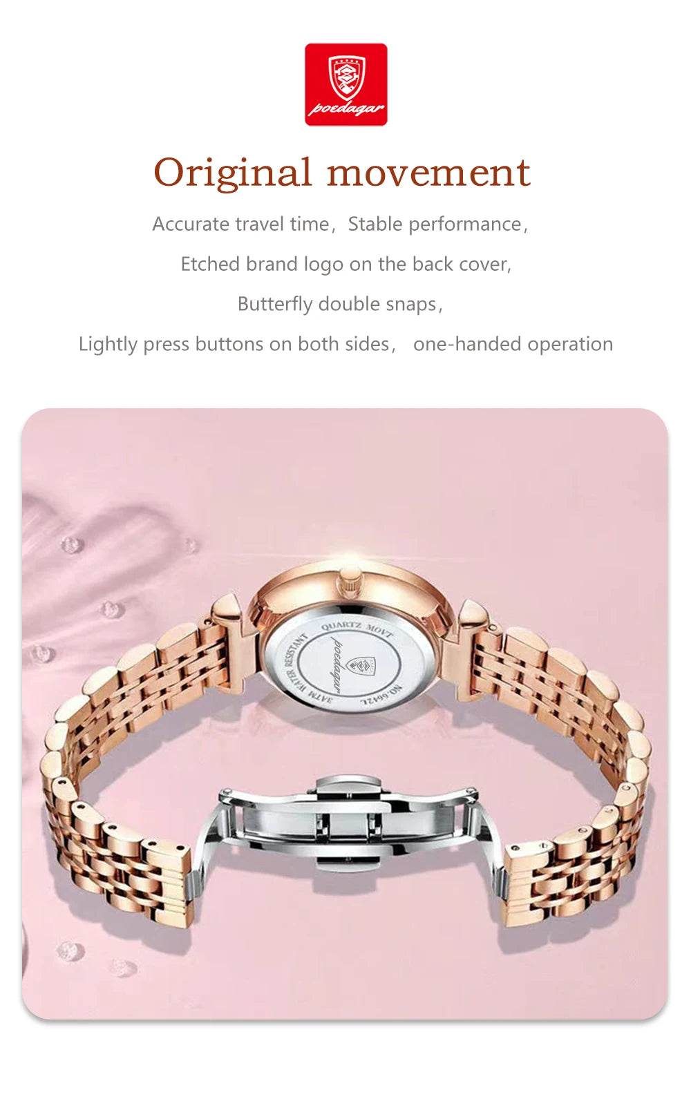 POEDAGAR Top Luxury Brand Woman Watch Waterproof Date Week Elegant Ladies Wristwatch High Quality Fashion Quartz Women's Watches