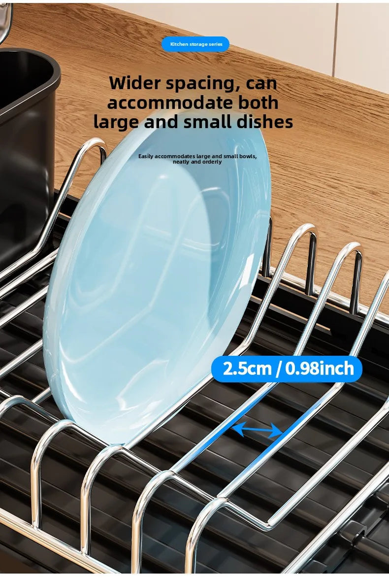 1pcs Expandable Small Dish Drying Rack Dish Racks for Kitchen Counter Dish Drainer with Removable Cutlery Holder