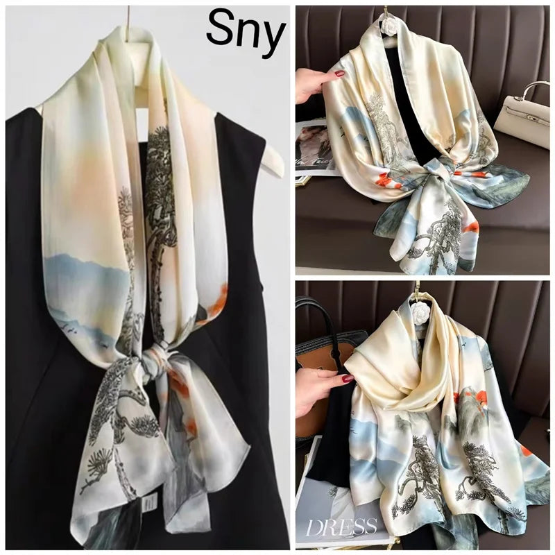 Tensili Brocade Satin Scarf Printed Silk Shawls