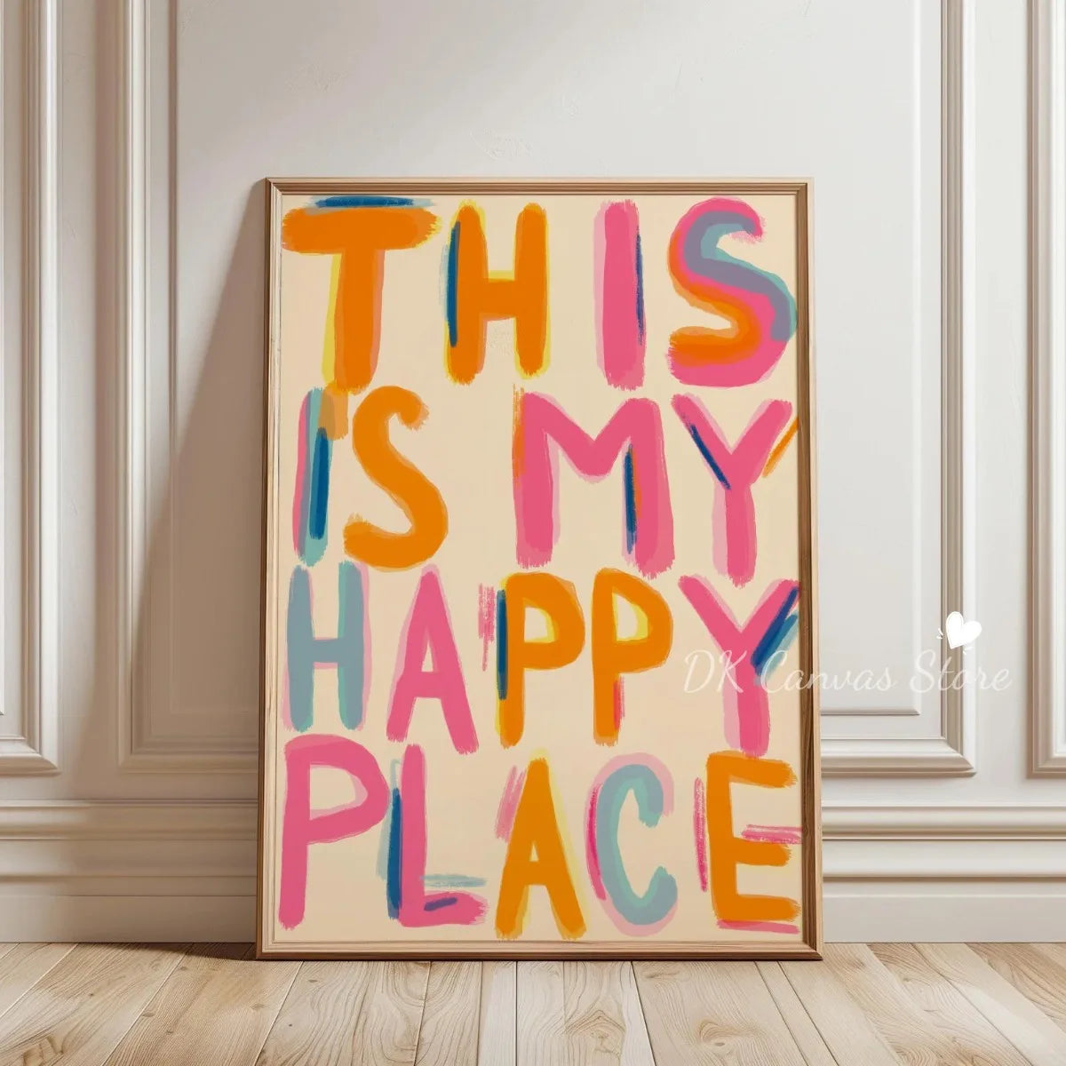 "This Is My Happy Place" Heart Quote Canvas Print Poster Modern Minimalism Art Prints Bedroom Living Room Wall Art Home Decor