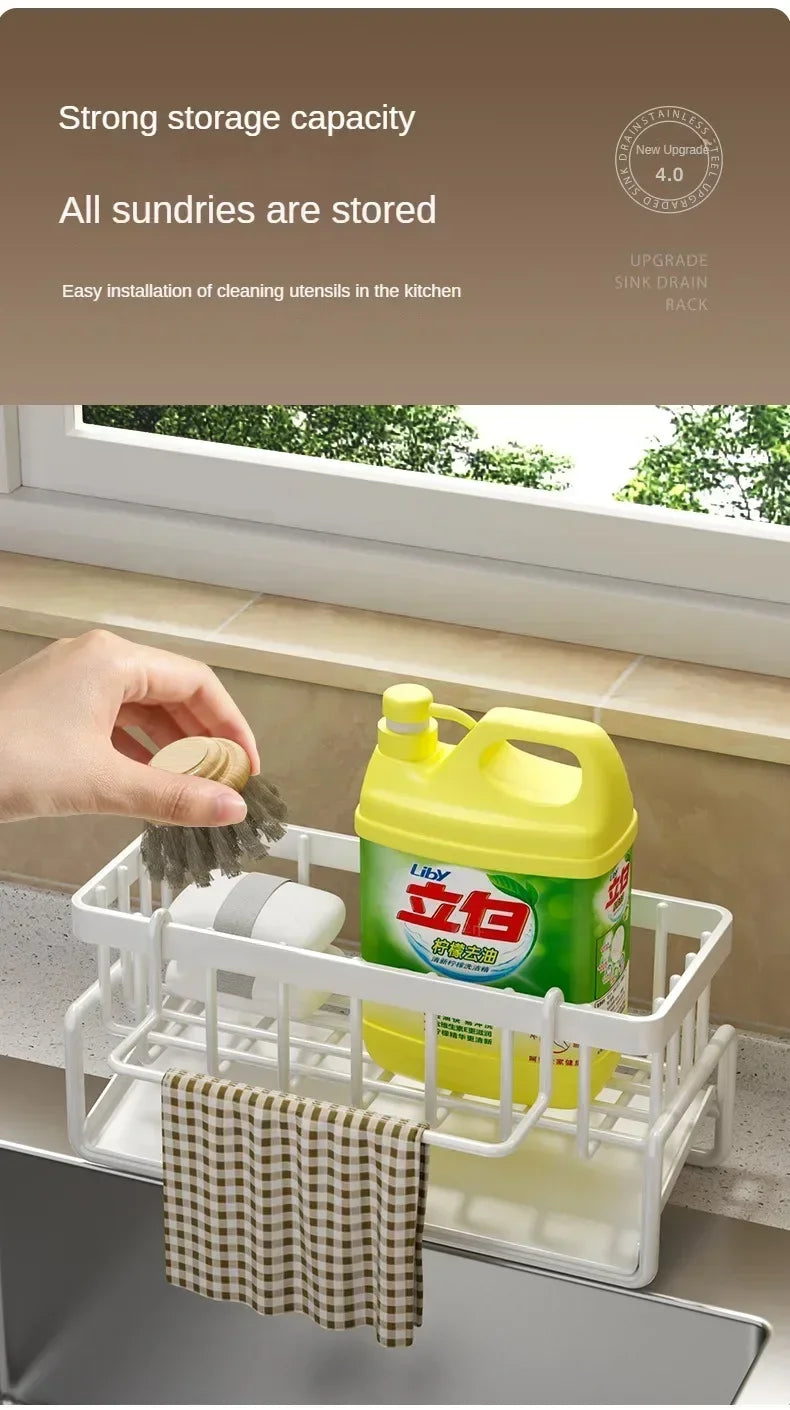 Multifunctional Sponge Rack Drainer Kitchen Shelf Sink Rag Dishwashing Detergent Dishcloth Organiser  kitchen organiser storage