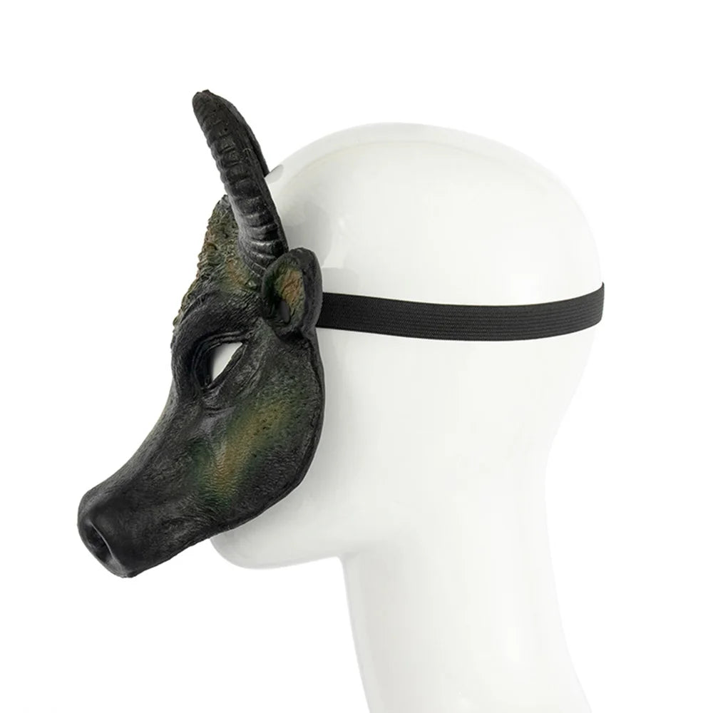 Halloween Mask Easter Carnival Party Cosplay Props Half Face PU Foam Realistic Animal Buffalo Bull Head Mask Costume Accessories