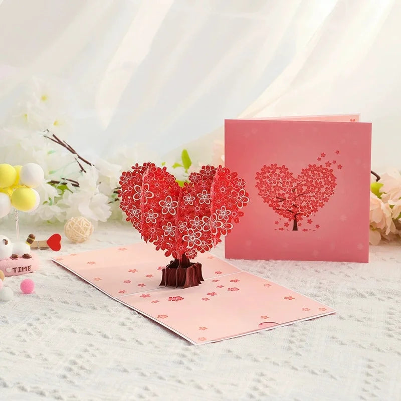 Love Postcard 3D Pop UP Greeting Cards Wedding Birthday Anniversary for Couples Wife Husband Handmade Valentines Day Gift