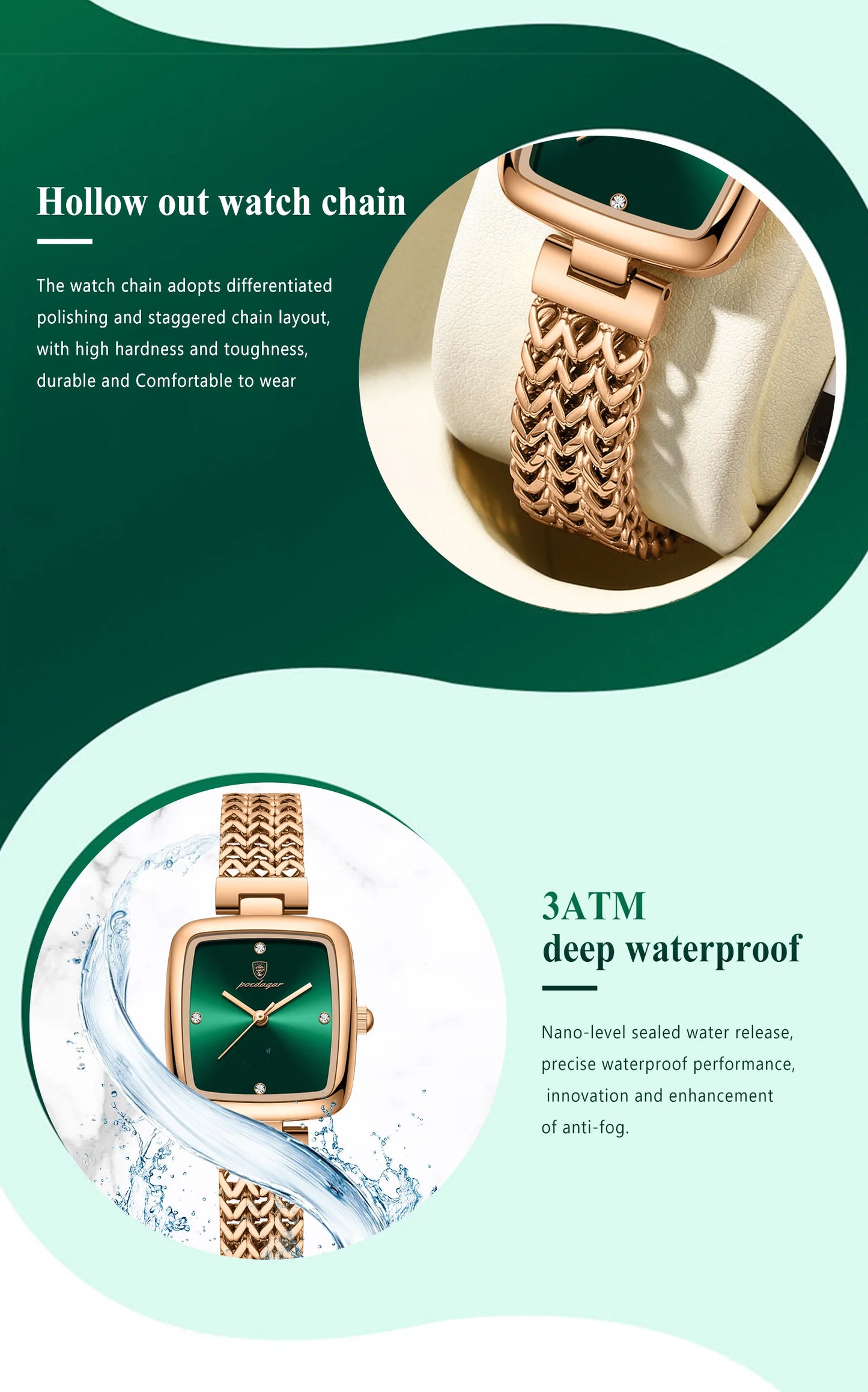POEDAGAR Luxury Square Watch for Woman Waterproof Stainless Steel Women Quartz Watches Female Elegant Dress Simple Ladies Watch