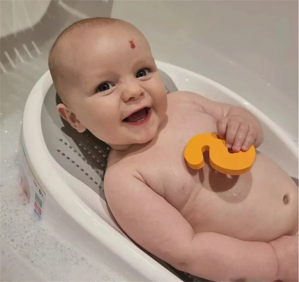Baby Bath Tub Silicone Mesh Support Non Slip Base Newborn Foot Bath Bucket household Soft Touch Bathroom Bath Tub Gray