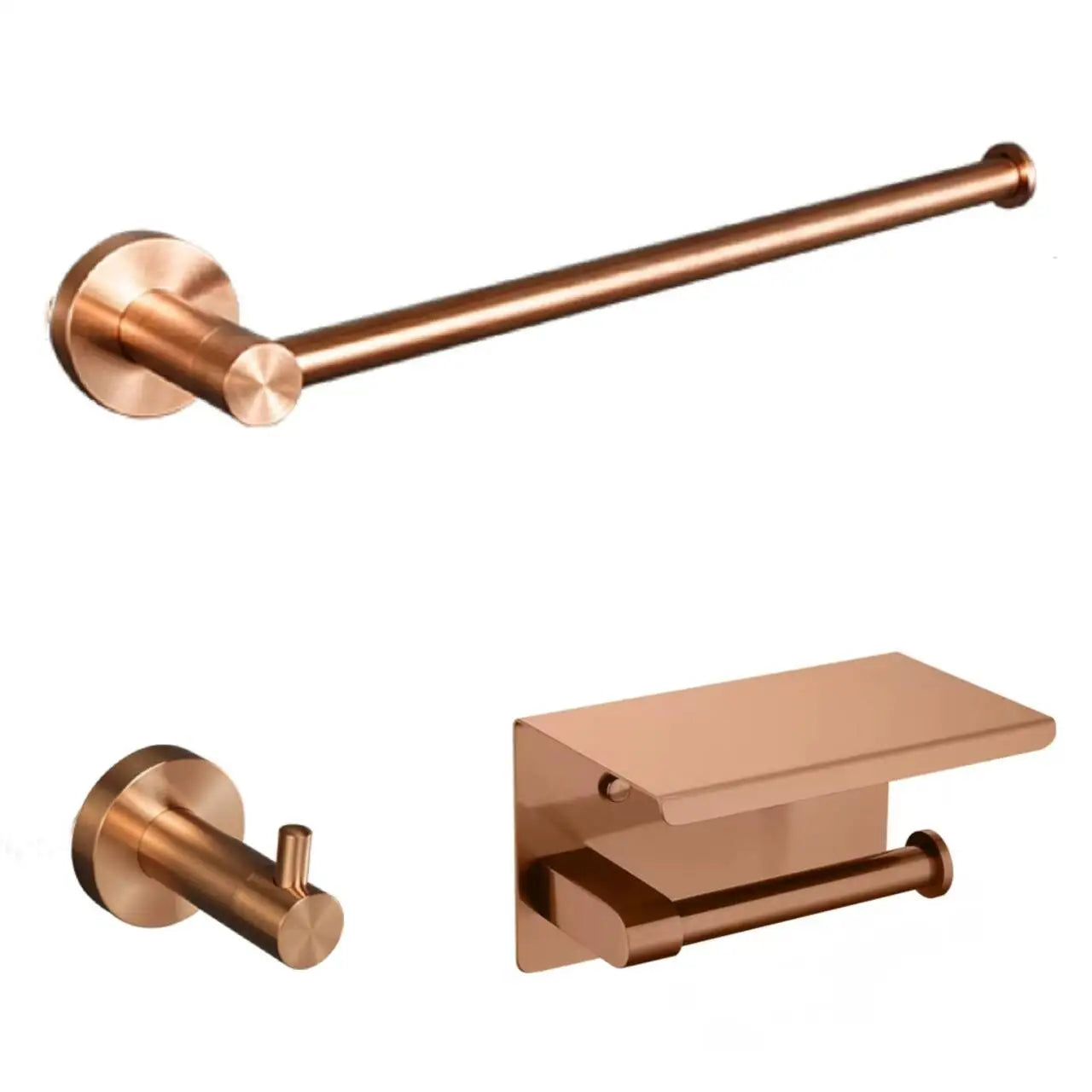 Brushed Rose Gold Towel Rack Single And Double Rod Ring Paper Holder Robe Hook Soap Dispenser Toilet Brush Bathroom Accessories
