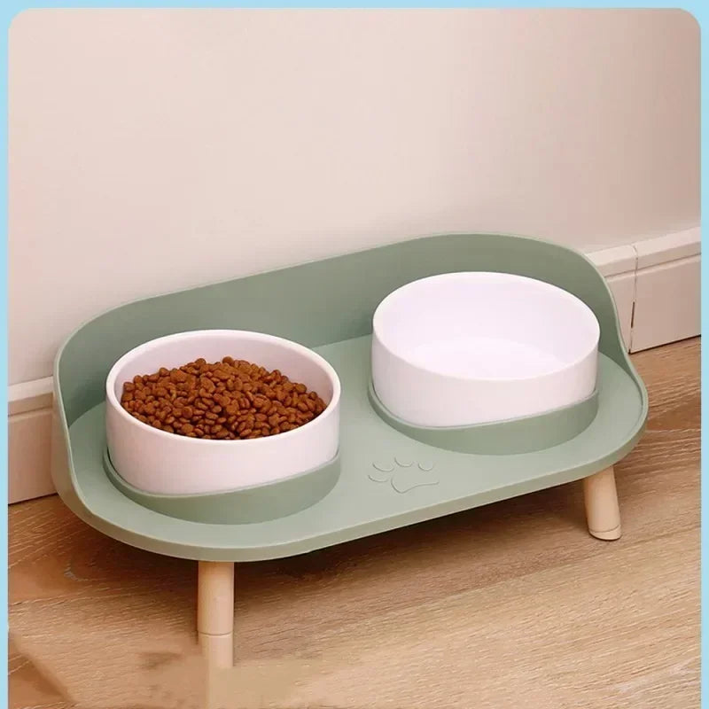 Adjustable Cat Double Bowls Feeder Bowls
