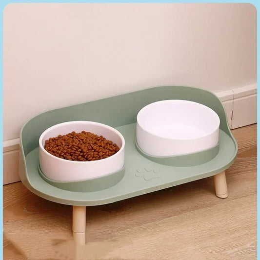Adjustable Cat Double Bowls Feeder Bowls