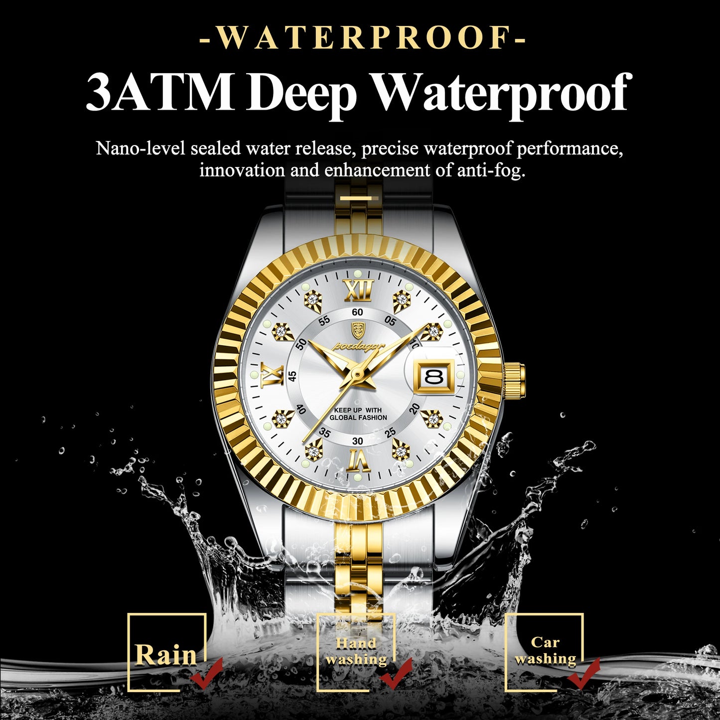 POEDAGAR Luxury Women's Watches Waterproof Luminous Date Ladies Wristwatch Stainless Steel Elegant Quartz Watch For Women Reloj