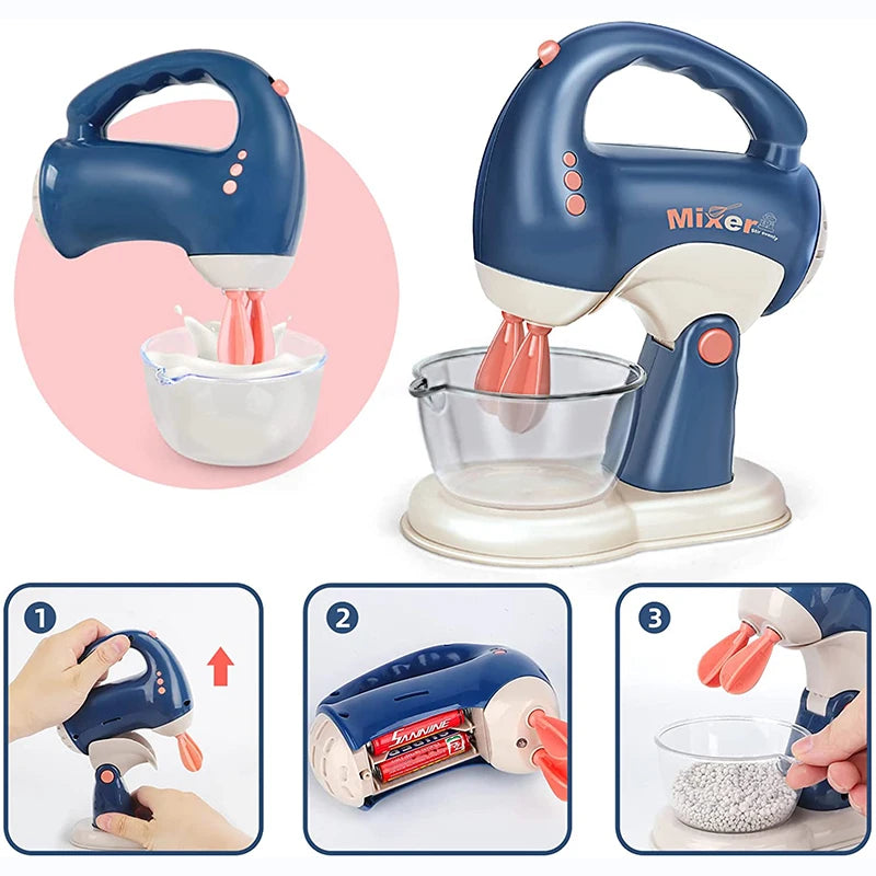Kids Pretend Play Kitchen Home Appliances Set Toy Household Coffee Maker Mixer Toaster Vacuum Cleaner Playset for Children Gifts