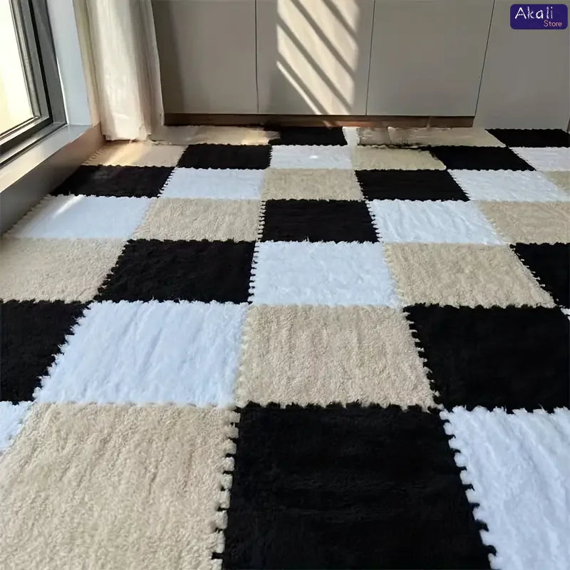 6/12Pcs Baby Play Mat EVA Foam Puzzle Tiles Soft Plush Interlocking Crawling Mat Non-Slip Nursery Floor Rug Washable