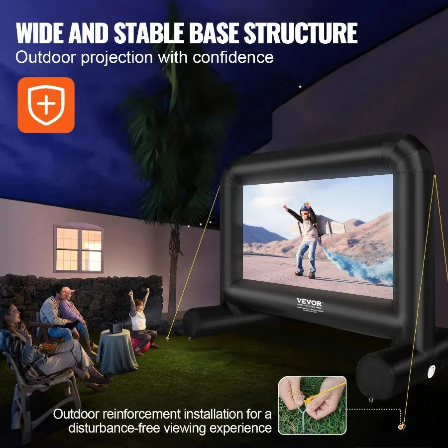 Inflatable Movie Screen 14 FT 168inch Inflatable Projector Screen for Outside with Blower and Carrying Bag Front Rear Projecti