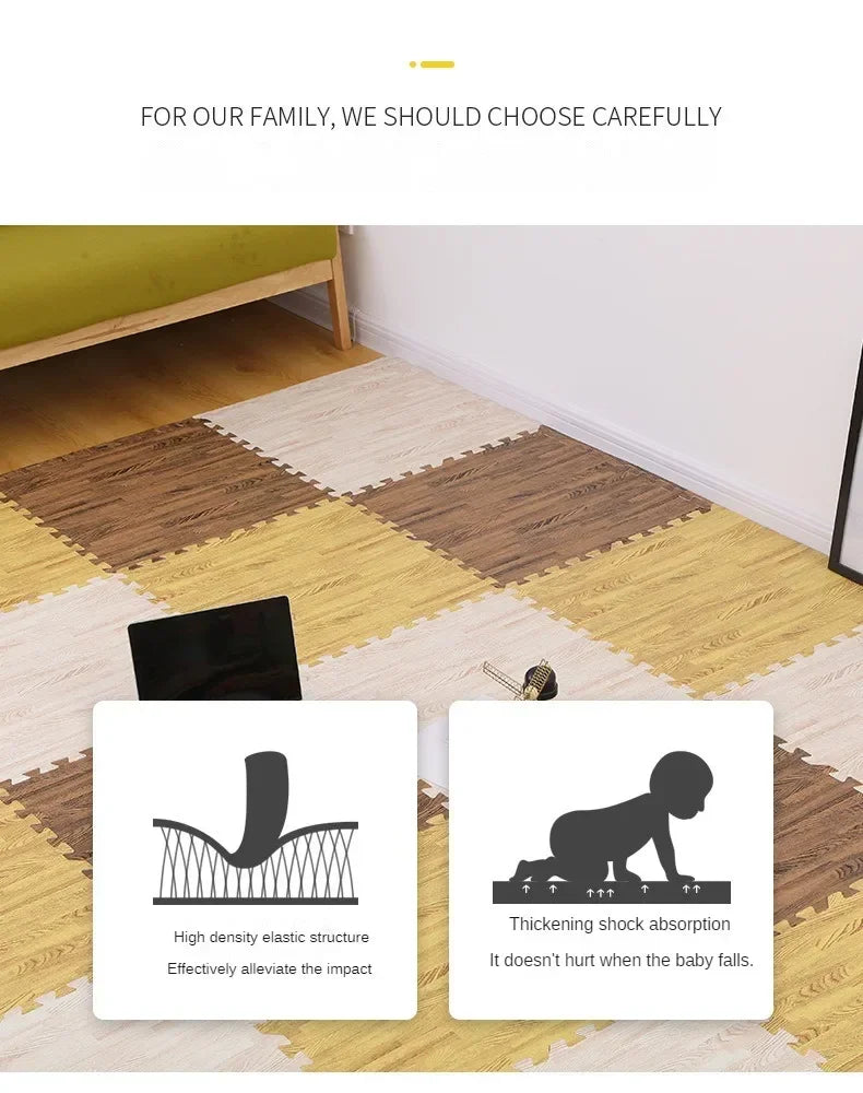 Baby Play Mat Interlocking Foam Tiles Thick Waterproof Floor Mat for Nursery Playroom Toddler Safe Crawling Puzzle Game
