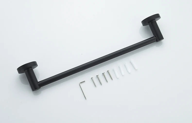 Bathroom Retractable Towel Single Bar Black, Chrome Single Towel Rack Extended Drying Towel Hanging Bar Bathroom Stainless Steel