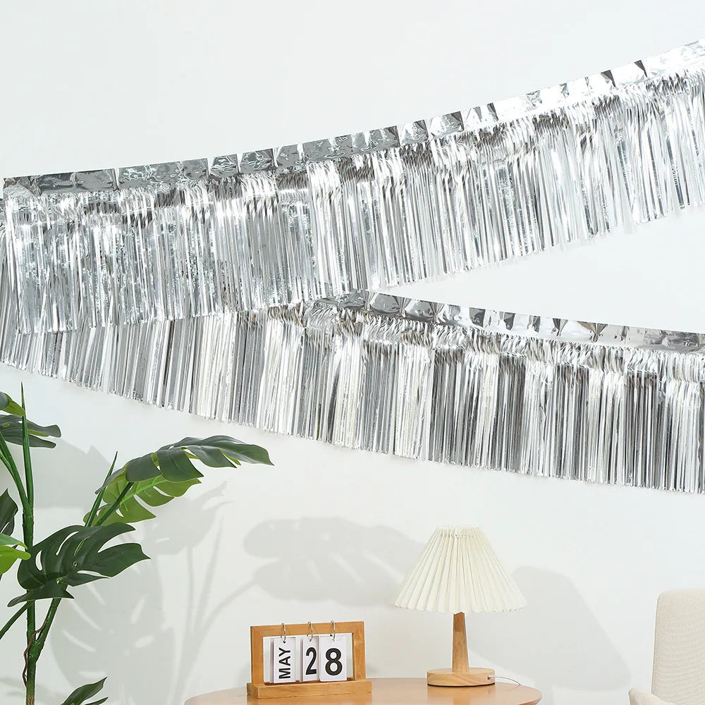 30x300CM Foil Fringe Garland – Streamer Curtain Banner for Wedding, Birthday, and Party Decorations