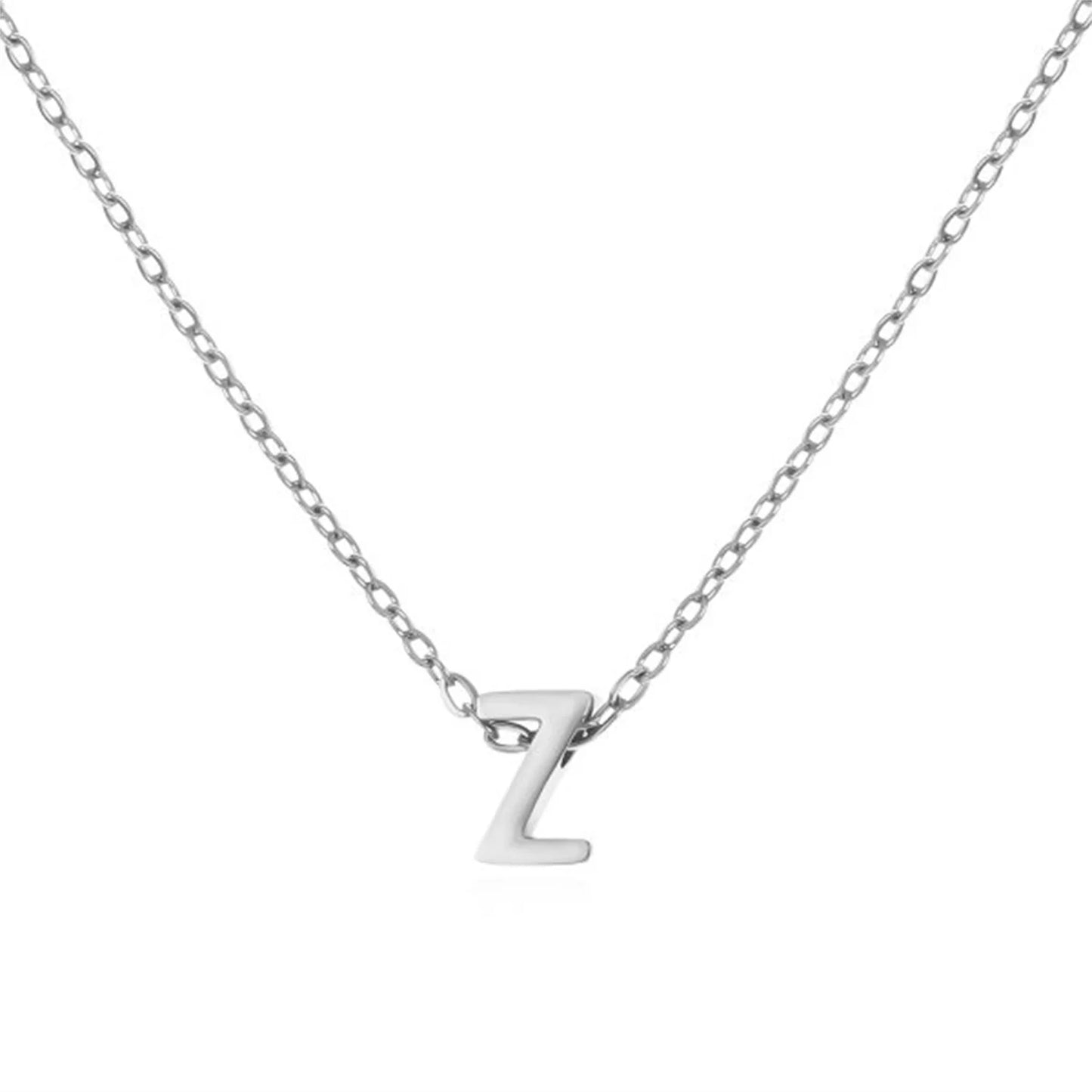 Silver Color Tiny A-Z Initial Letter Necklace for Women Stainless Steel 26 Alphabet Name Pendant Necklaces Jewelry Birthday Gift