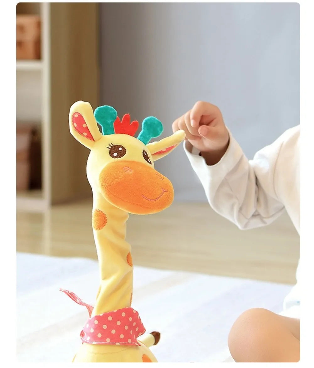 Repeating What You Say Dancing Talking Giraffe Toy with 10 Songs Adjustable Volume Stuffed Animal Toy Plush Musical