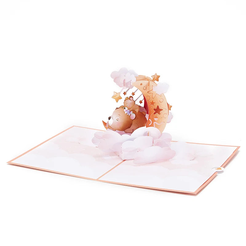 Exquisite Greeting Card Crescent Shape Pop Up Birthday Gifts Black Red Rose Elegant Cat Greeting Cards Creative Birthday Card