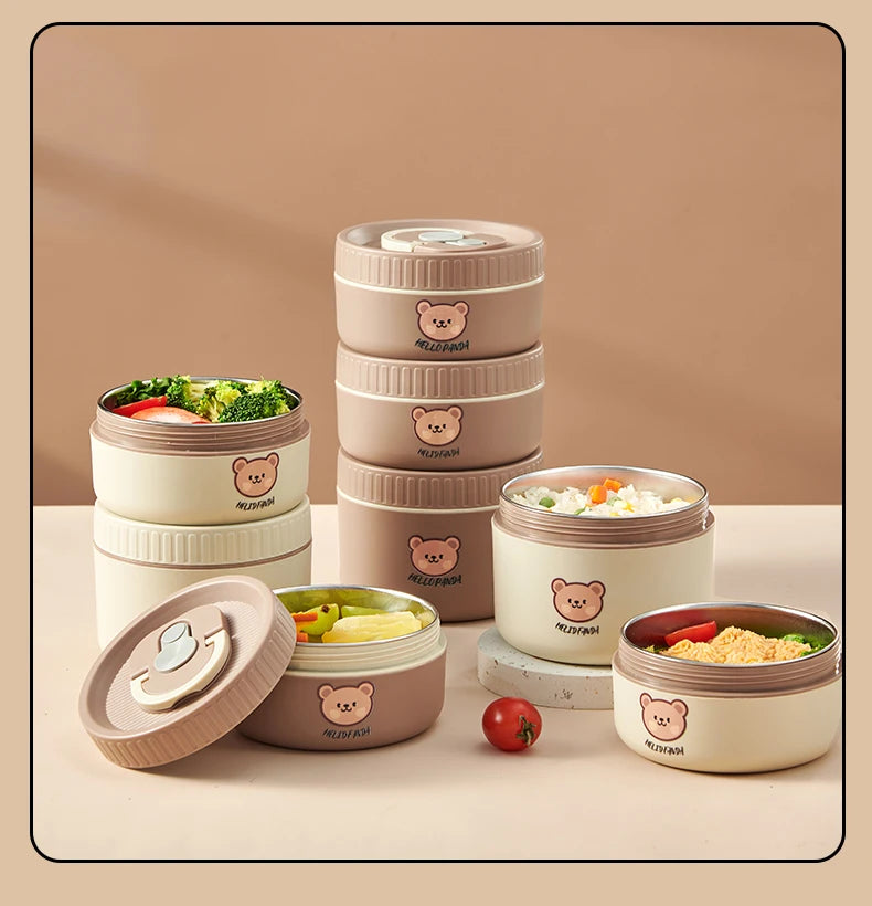 WORTHBUY Portable Insulated Lunch Box 304 Stainless Steel Fruit Salad Food Container Leak-proof Bento Box Microwave Heatable
