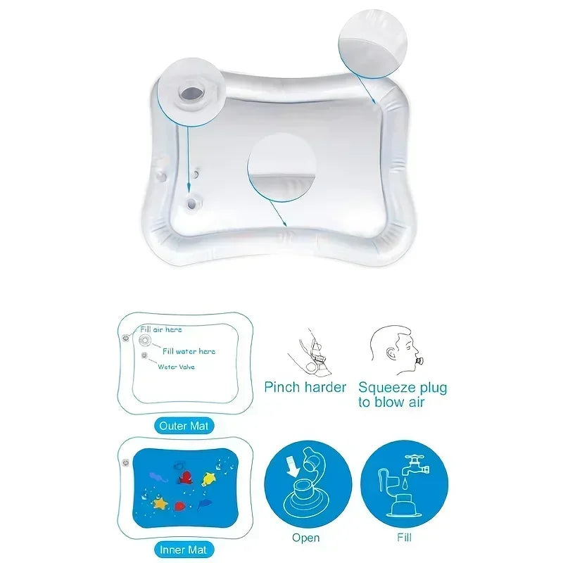 Large Baby Playing Water Mat Inflatable Water Cushion Baby Play Mat Inflatable Tummy Time Mat Early Education Water Cushion