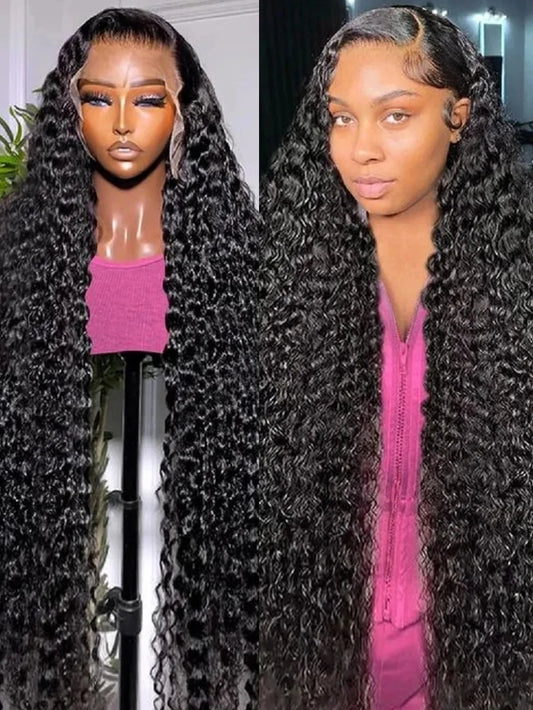 46 Inch Deep Wave Lace Front Wigs Human Hair 13x6 HD Lace Frontal Wigs Pre Plucked Brazilian Curly Human Hair Wig 200 Density