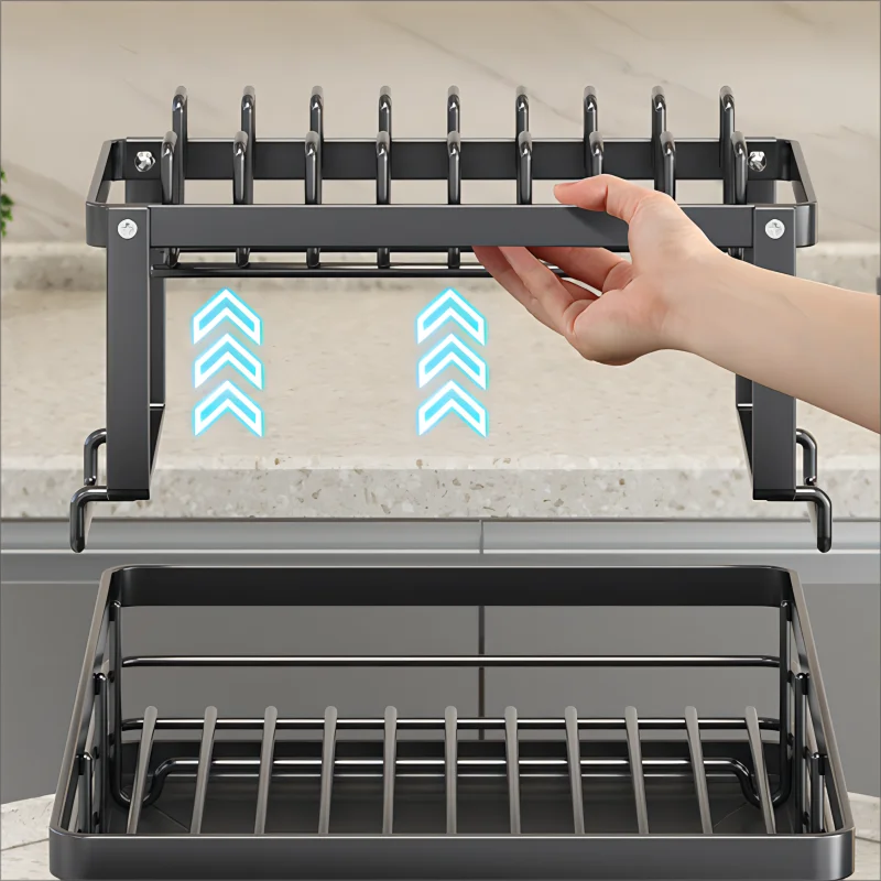 Expandable Over Sink Dish Drying Rack Kitchen Plate Bowl Organiser With Drainboard Countertop Utensil Storage Space Saving Shelf