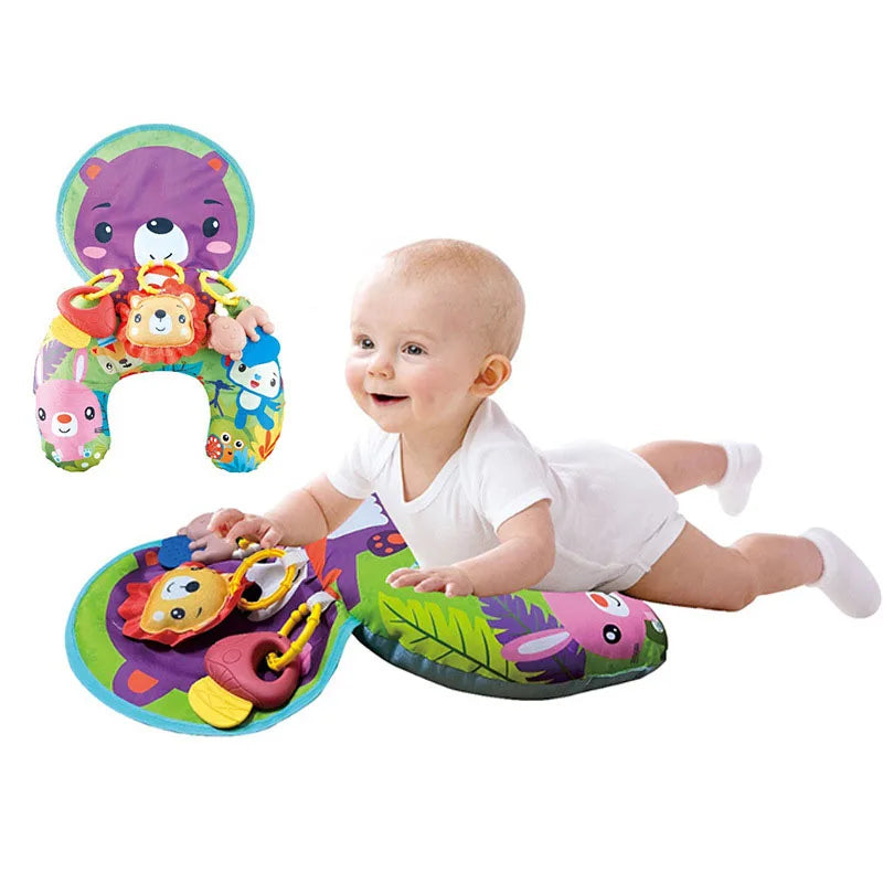 Montessori High Contrast Sensory Toys Baby Pillow Tummy Time Toy Newborn Head-up Training Pillow Teether Rattles 0 -6- 12 Months