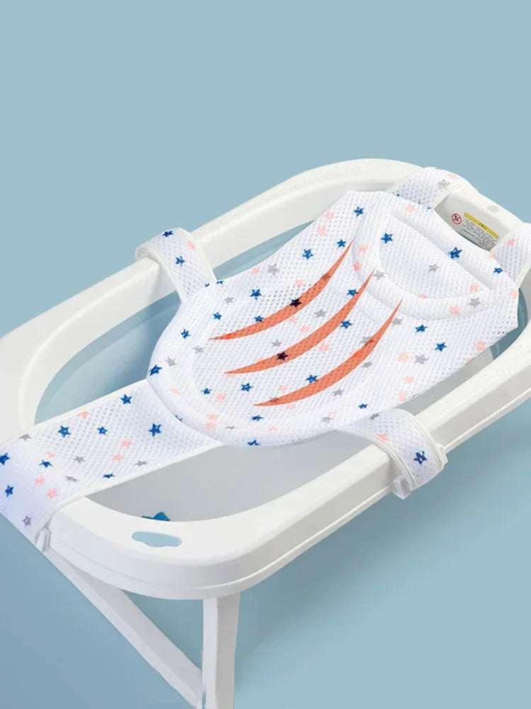 Baby Bath Net Mat Children Newborn Adjustable Bathtub Pillow Seat Cushion Cross-shaped Anti-slip Bathtub Shower Cradle Bed Seat