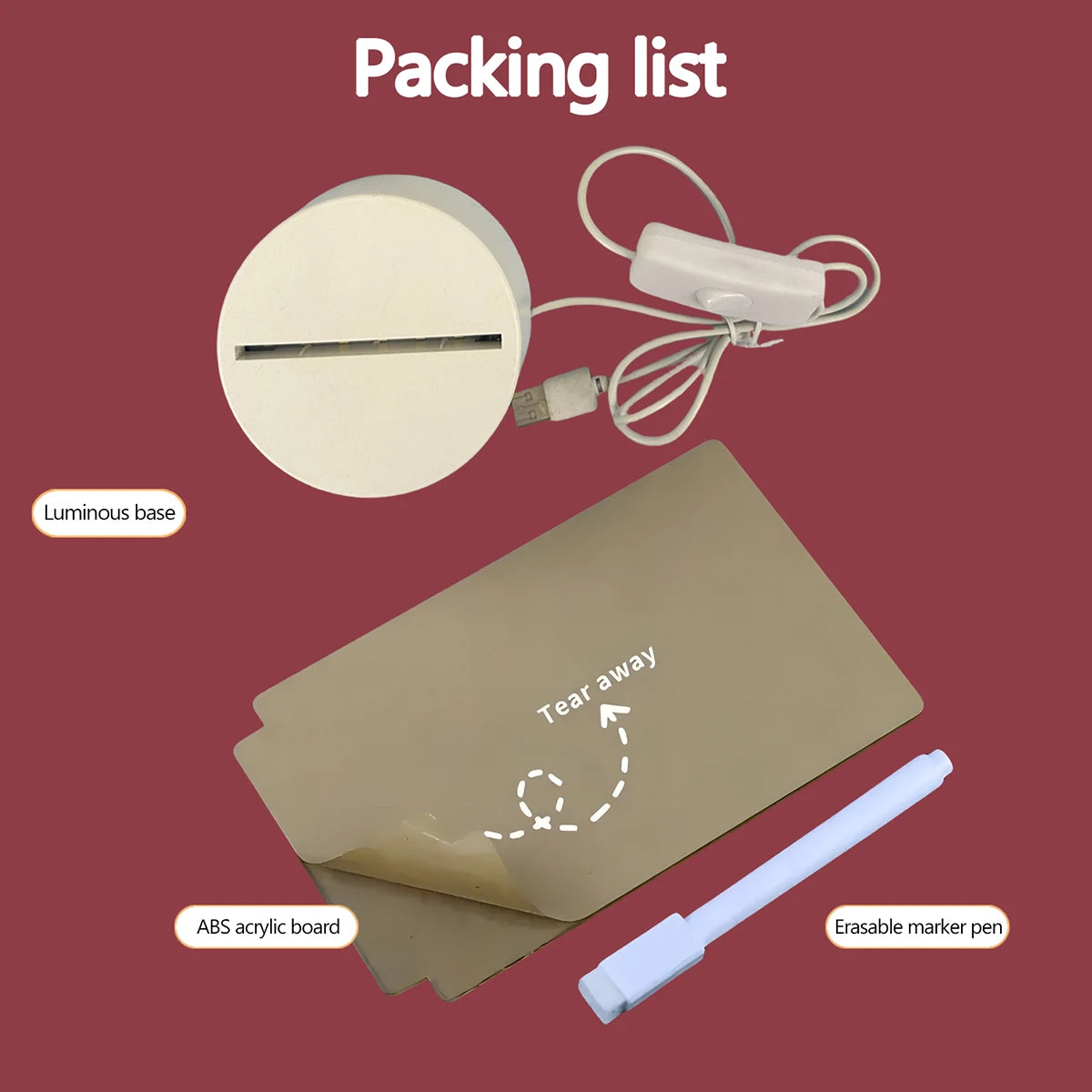 USB Creative 3D Luminous Erasable Love Pen Night Light, Message Night Light, Birthday Gift Light, Bedroom Decoration Light