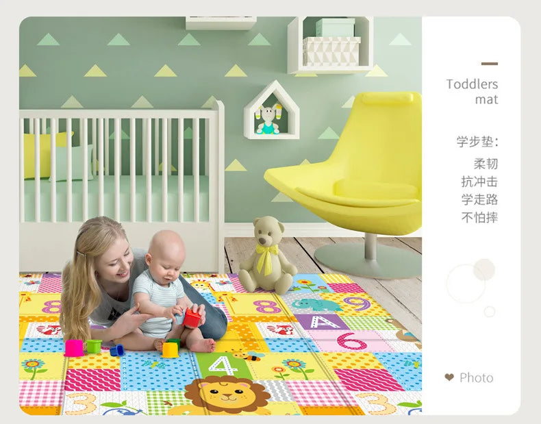 Baby Play Mat 180x200cm Doubel Sided Printed Kids Rug Educational Toys for Children Crawling Carpet Game Activity Gym Foam Floor