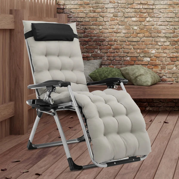 Infinity Zero Gravity Chair with Pad, Patio Chairs with Pillow and Utility Tray Adjustable Folding Recliner for Deck,Patio,Beach