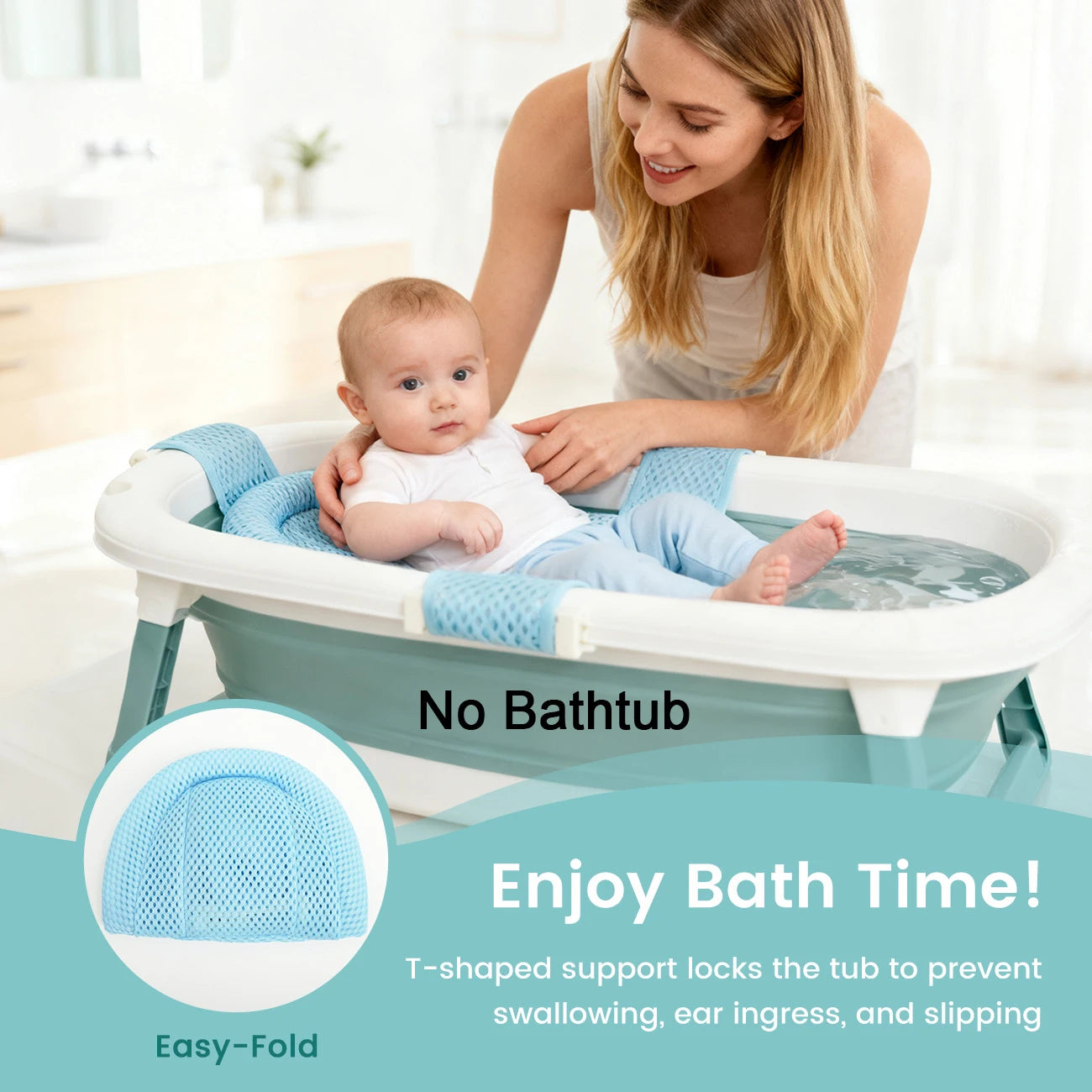 Baby Bath Support Mesh Pad Newborn Bath Tub Seat Net Non-Slip Baby Tub Mat Floating Bathtub Seat Cushion Mat (No Bathtub)