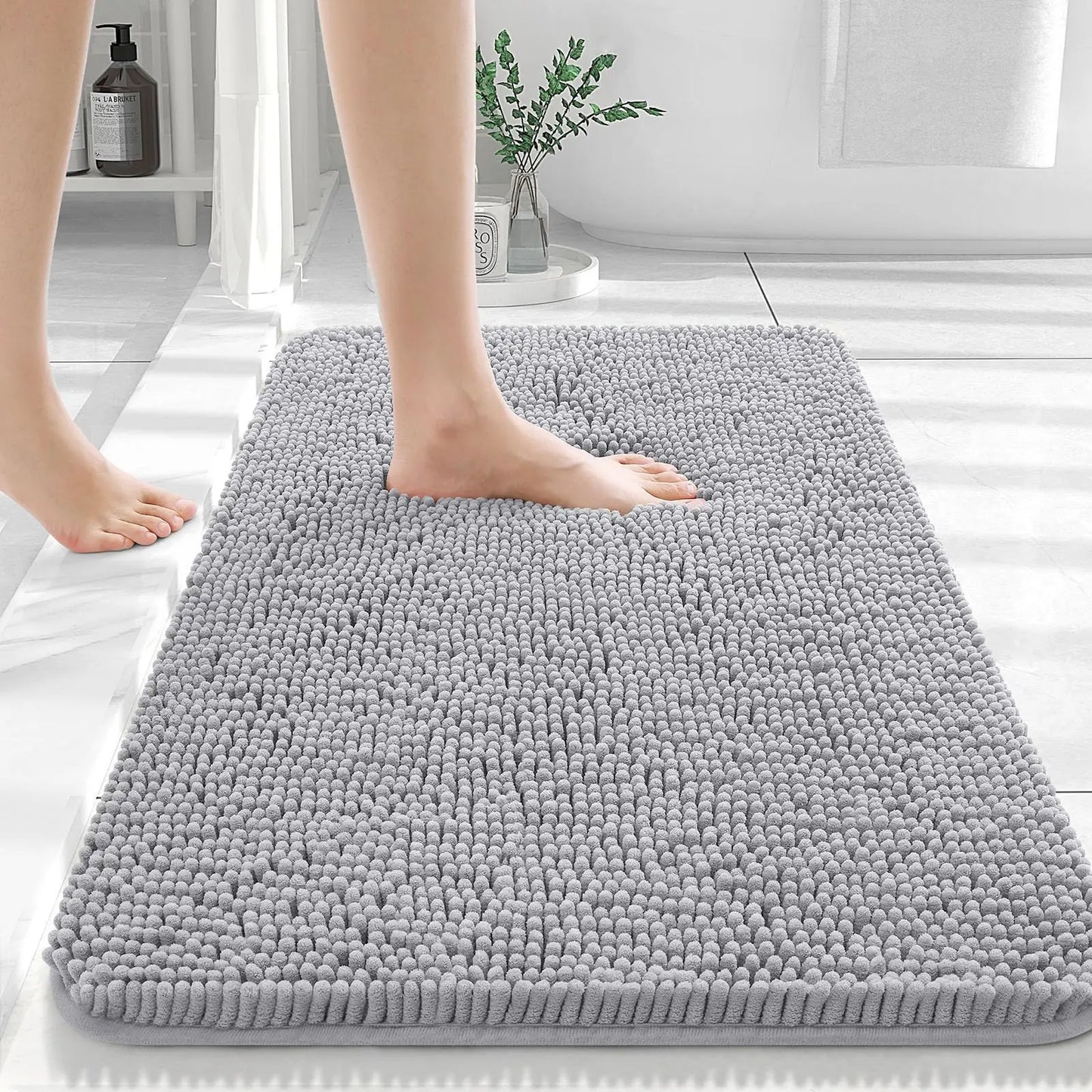 Homaxy Chenille Plain Hairy TPR Material Door Mat Indoor Non Slip Door Mat Dirt Trap Absorbent Mat Absorbs Water Bathroom Mat