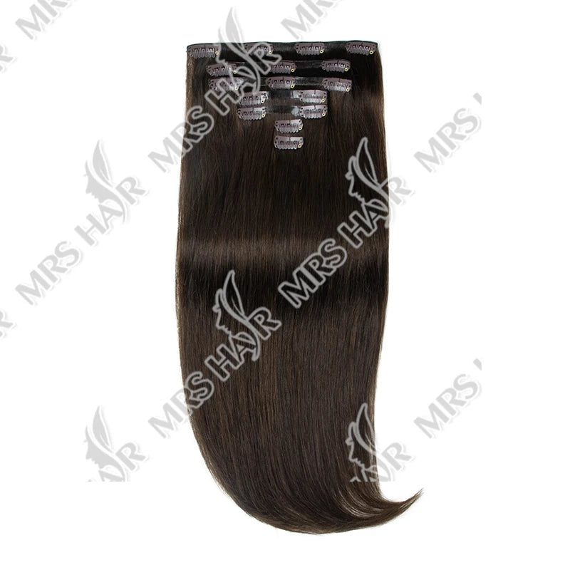 Invisible Thick PU Clip In Human Hair Extensions Seamless PU Weft Tape Clip on Hair For Thick Raw Hair 7PCS 12-24inch 100G-120G
