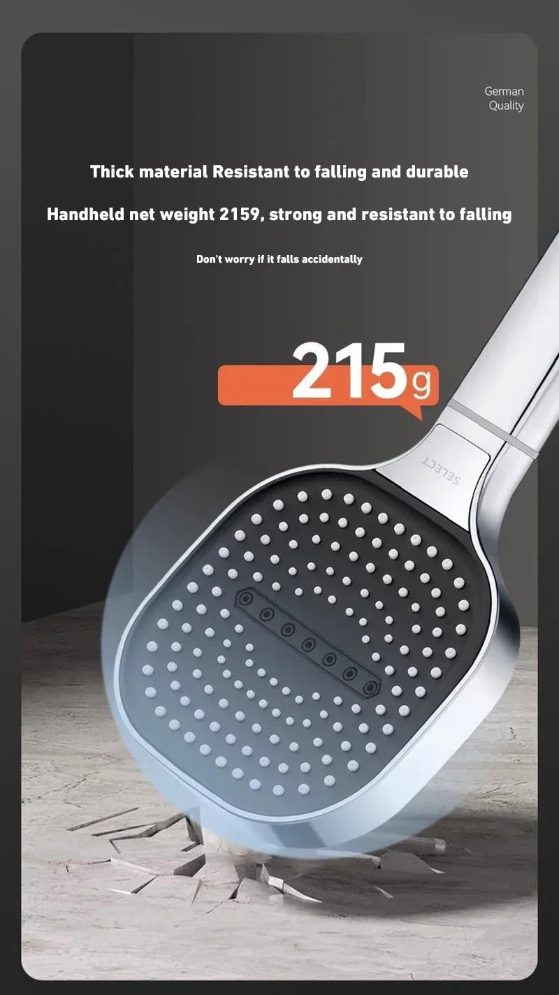 13cm Large Panel 3 Modes Adjustable Shower Head  High Pressure Massage Shower Head Filter Element Bathroom Accessories