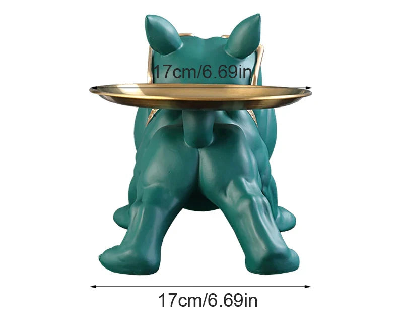 Bulldog Storage Tray Sculpture – Cool Resin Dog Decor with Tray