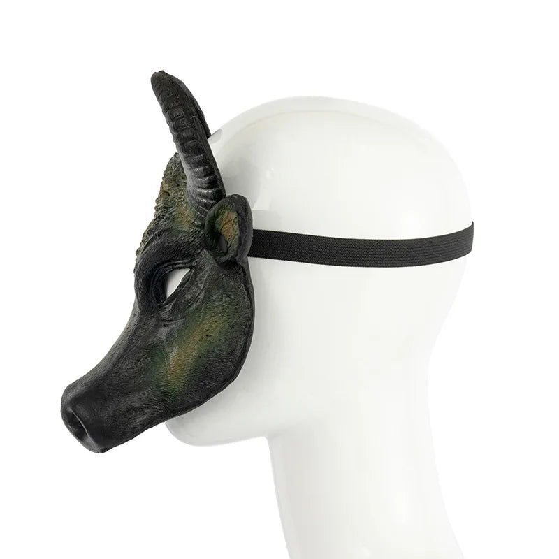 Halloween Mask Easter Carnival Party Cosplay Props Half Face PU Foam Realistic Animal Buffalo Bull Head Mask Costume Accessories