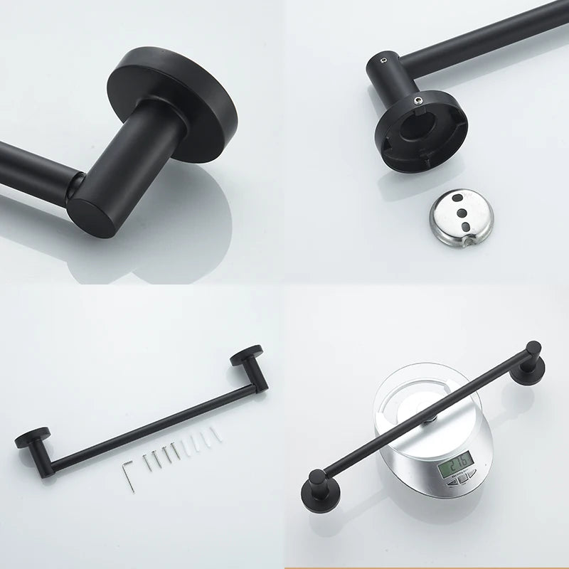 Bathroom Retractable Towel Single Bar Black, Chrome Single Towel Rack Extended Drying Towel Hanging Bar Bathroom Stainless Steel
