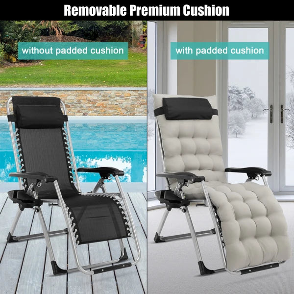 Infinity Zero Gravity Chair with Pad, Patio Chairs with Pillow and Utility Tray Adjustable Folding Recliner for Deck,Patio,Beach