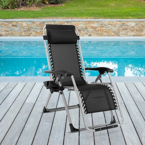 Infinity Zero Gravity Chair with Pad, Patio Chairs with Pillow and Utility Tray Adjustable Folding Recliner for Deck,Patio,Beach