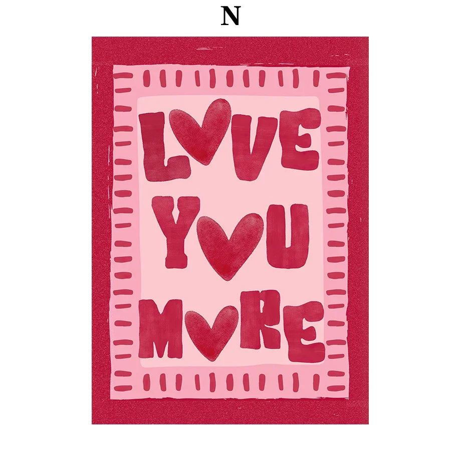 Poster Full Of Love Declaration Of Love Couple Red Heart Cupid Fashion Wall Art Canvas Painting Nordic Poster Nuptial home De