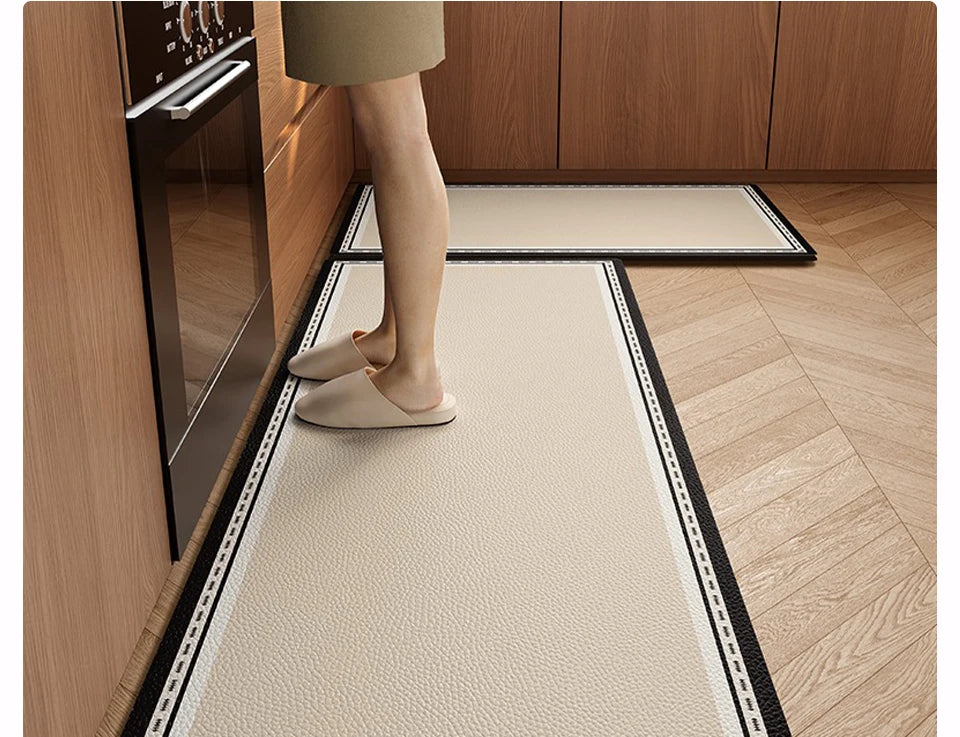 Kitchen Mat Waterproof Non-slip Rugs Leather Carpet Anti-fatigue Pvc Floor Mats Oil-proof Easy To Clean Anti-slip Area Long Rug
